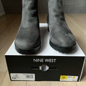Nine West Gray Faux Suede Ankle Boots - Size 6.5 - New